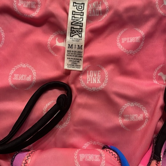 PINK VICTORIA SECRET Aztec Neon color string bikini BOTTOM size Med - Picture 6 of 8